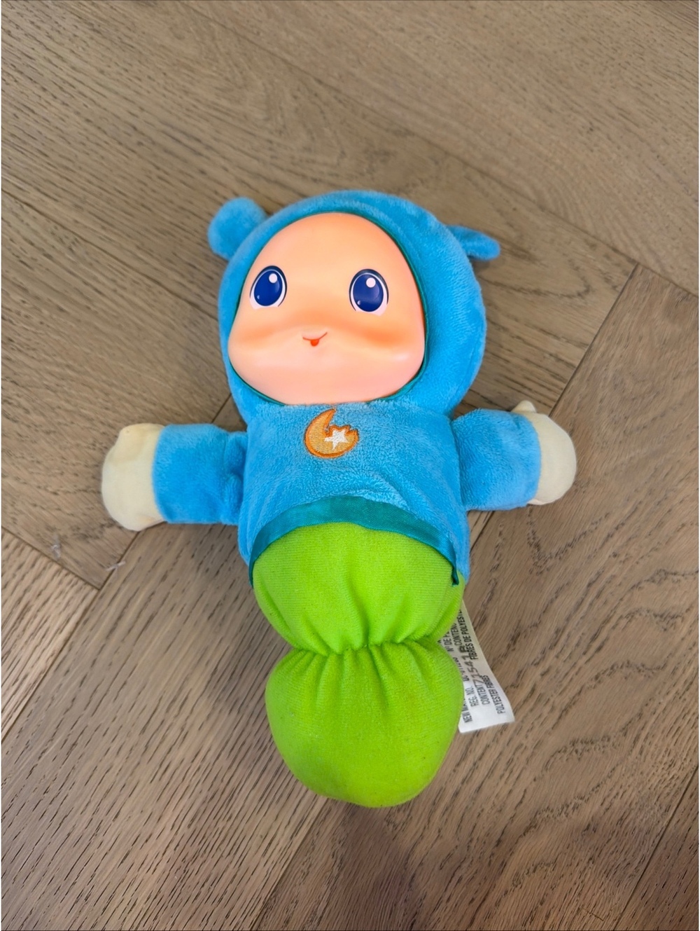 2011 Hasbro Playskool Glow Worm Blue & Green, Plays Lullabies and Face Glows